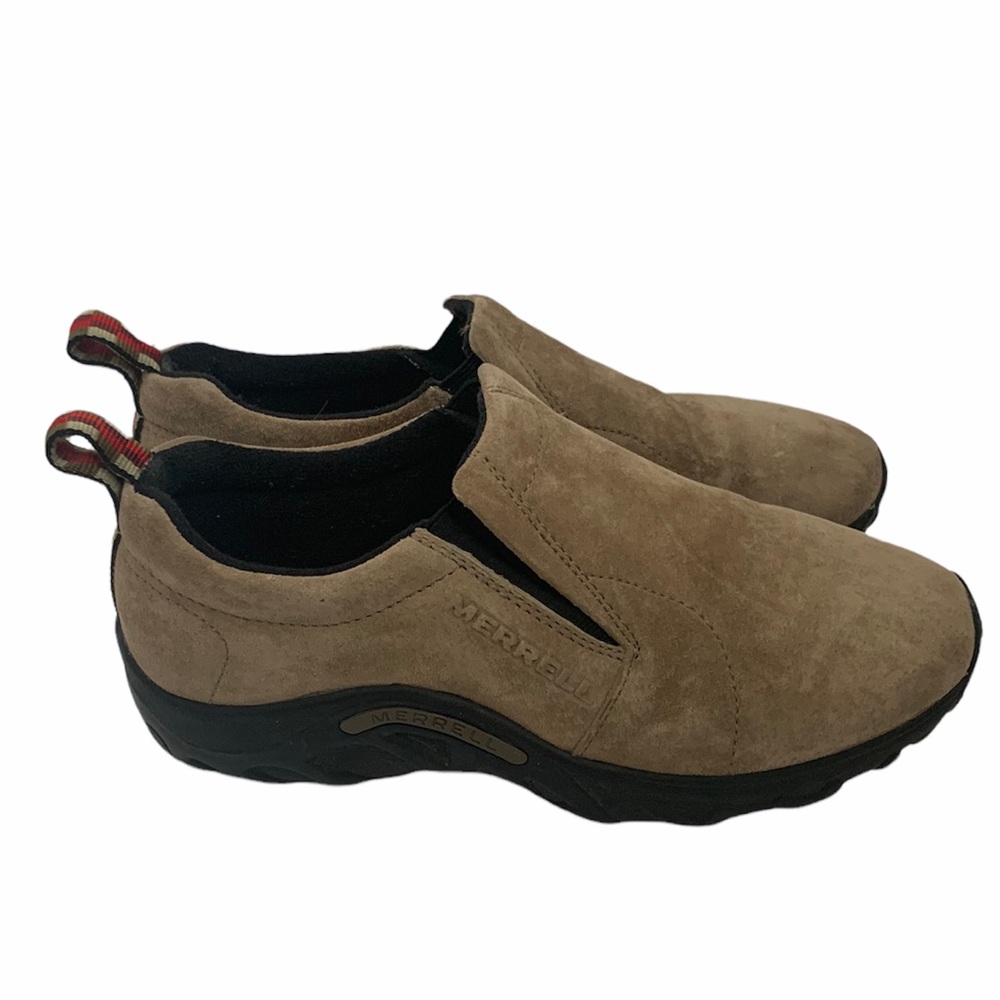 Merrell Jungle Moc Leather Taupe Tan Casual Hiking Shoes, Big Kids Size 6